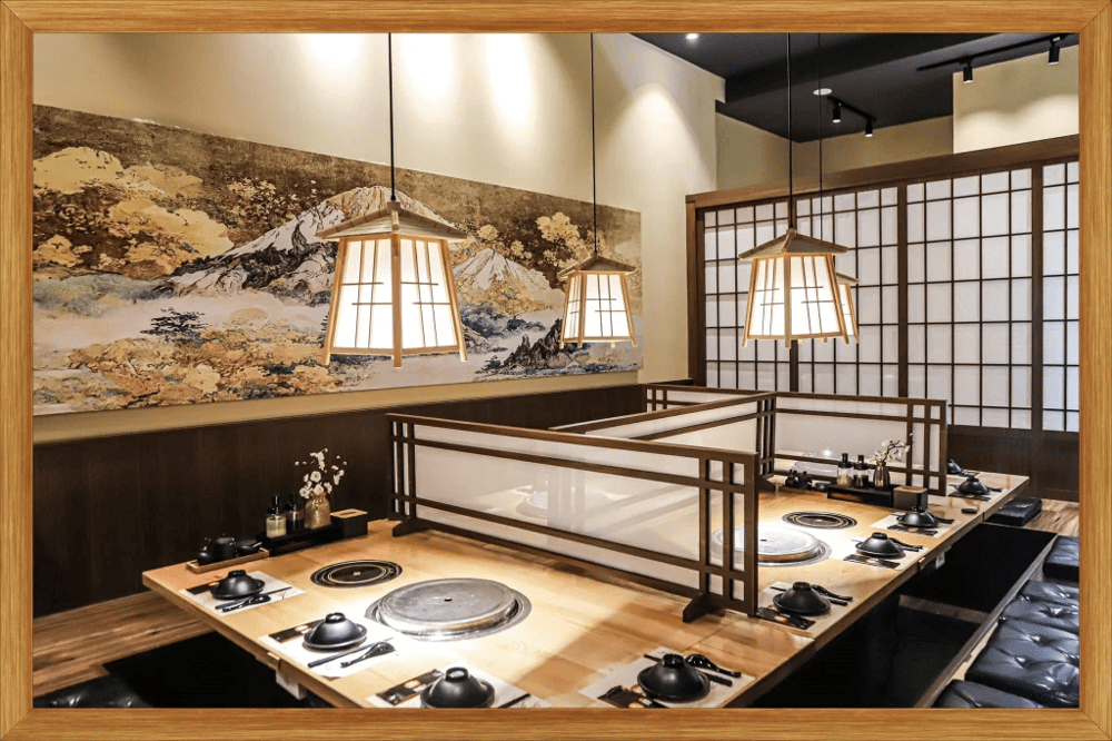 YAKI YUM c&oacute; thiết kế nội thất ấn tượng mang đậm n&eacute;t kiến tr&uacute;c Nhật Bản (Nguồn: YAKI YUM)